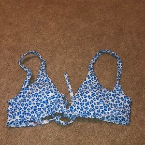 Blue leopard print bikini top